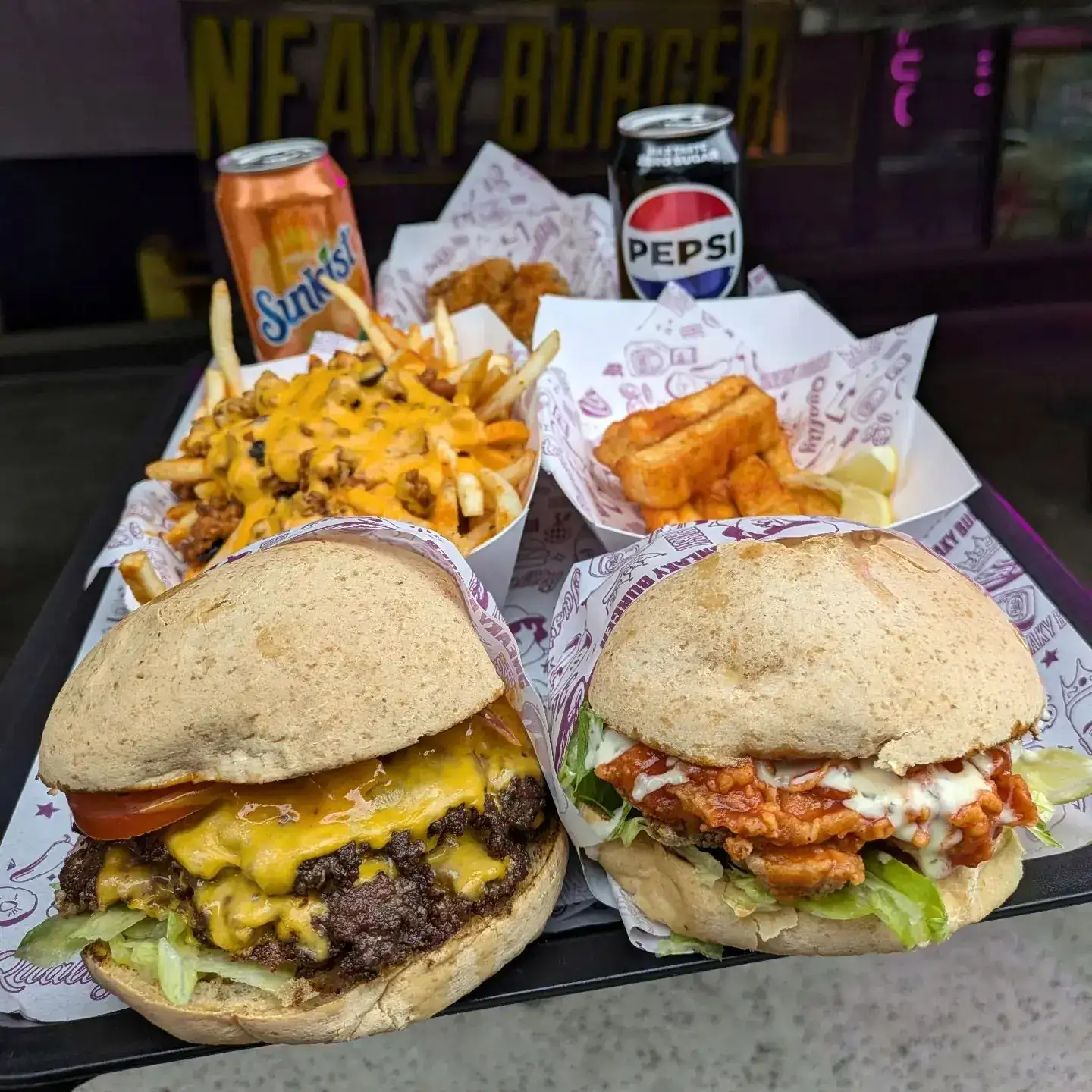 The Fat Sanchez — a loaded Sneaky Burger stacked high